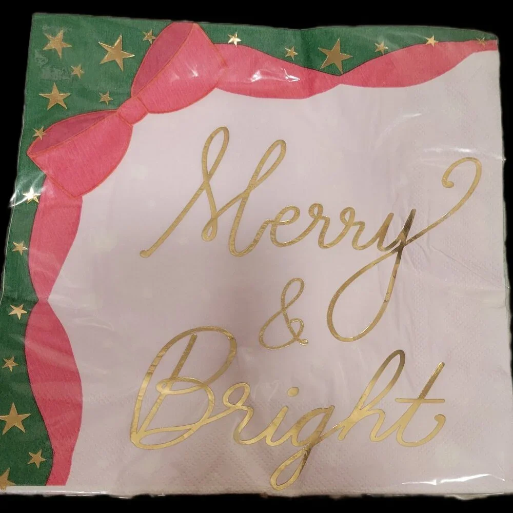 🎄 Strictly Fancy Holiday Napkins – “Merry & Bright” 🎄8 inches 20 CT LOT of 5